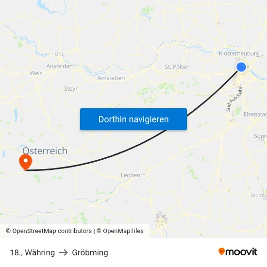 18., Währing to Gröbming map