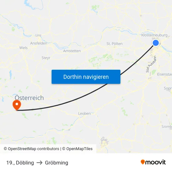 19., Döbling to Gröbming map