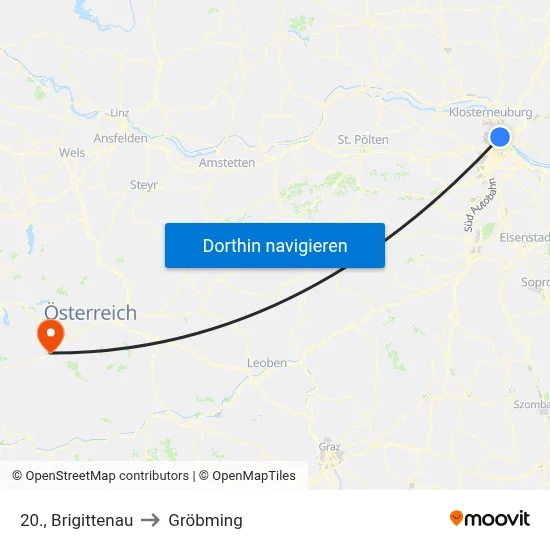 20., Brigittenau to Gröbming map