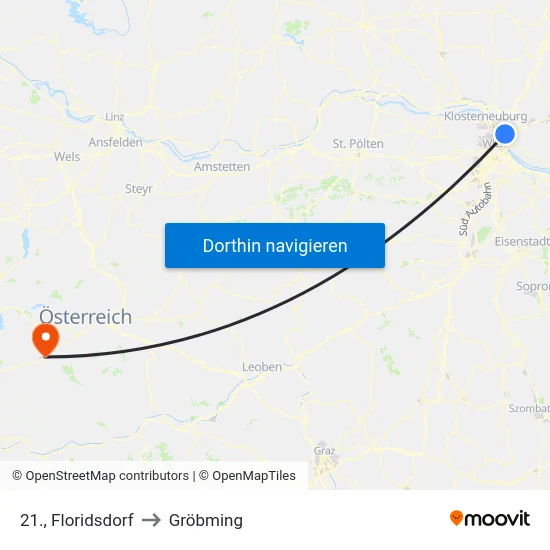 21., Floridsdorf to Gröbming map