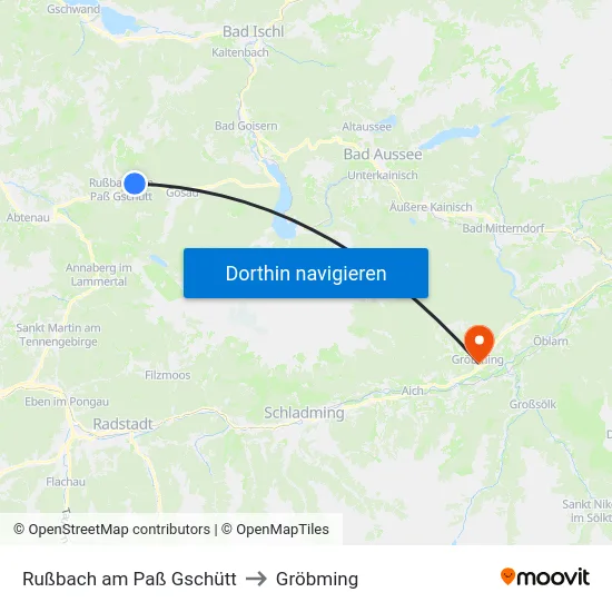 Rußbach am Paß Gschütt to Gröbming map