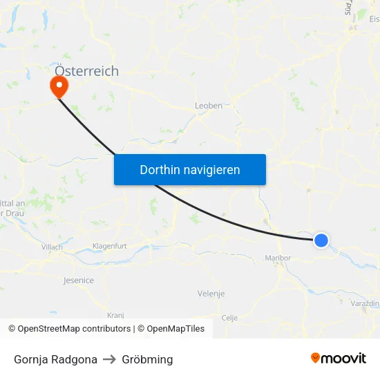 Gornja Radgona to Gröbming map