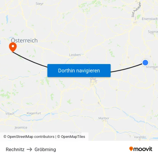 Rechnitz to Gröbming map