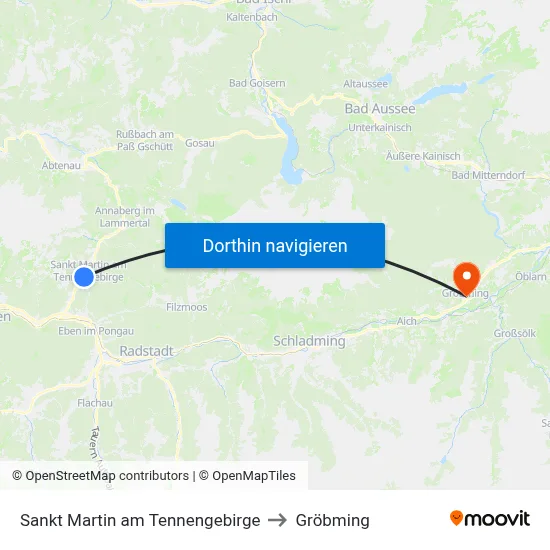 Sankt Martin am Tennengebirge to Gröbming map