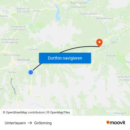 Untertauern to Gröbming map