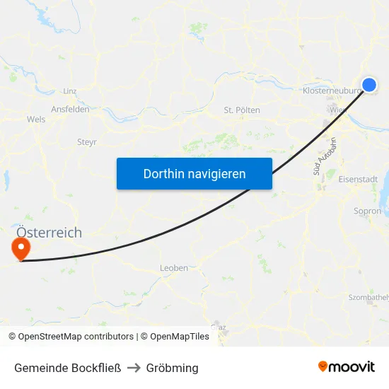 Gemeinde Bockfließ to Gröbming map