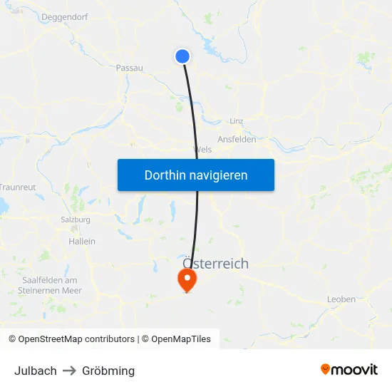 Julbach to Gröbming map