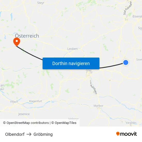 Olbendorf to Gröbming map