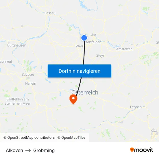 Alkoven to Gröbming map