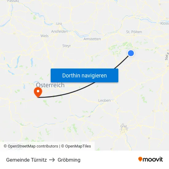 Gemeinde Türnitz to Gröbming map