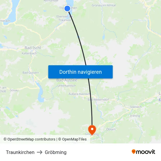 Traunkirchen to Gröbming map