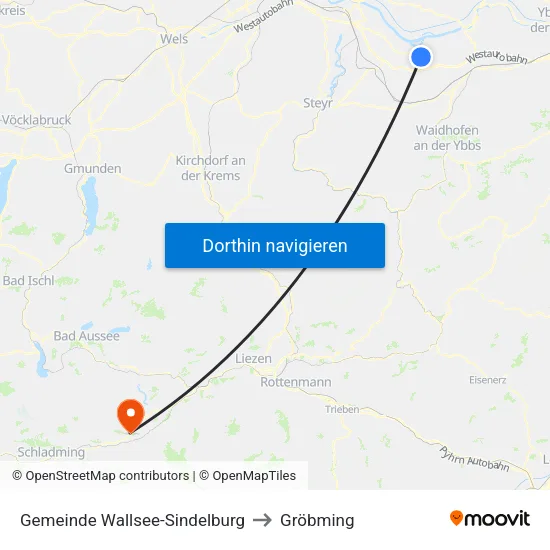 Gemeinde Wallsee-Sindelburg to Gröbming map