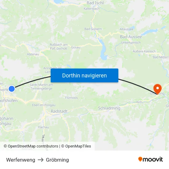 Werfenweng to Gröbming map