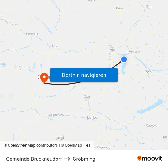 Gemeinde Bruckneudorf to Gröbming map