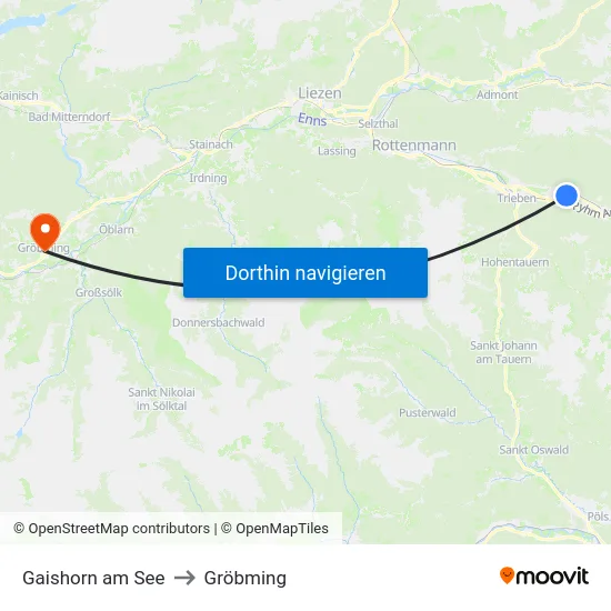 Gaishorn am See to Gröbming map