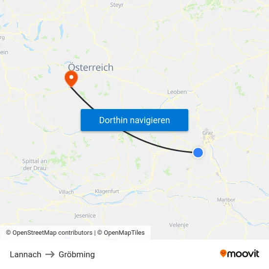 Lannach to Gröbming map