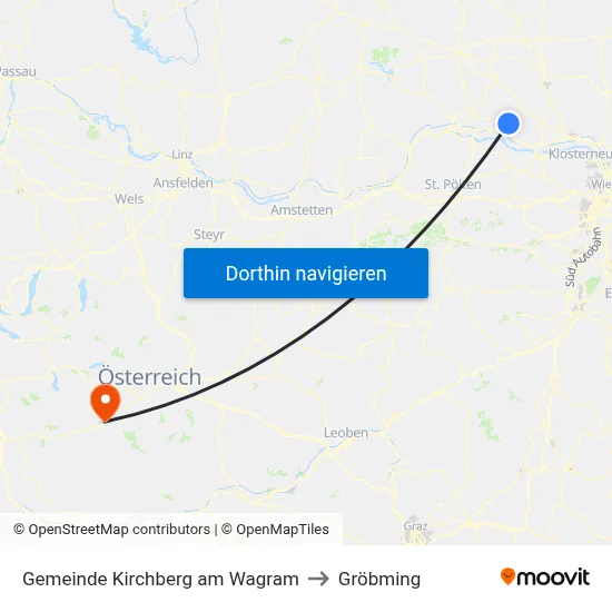 Gemeinde Kirchberg am Wagram to Gröbming map