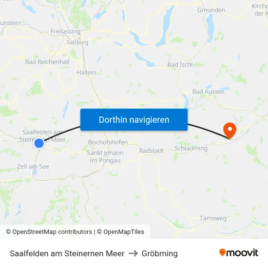 Saalfelden am Steinernen Meer to Gröbming map