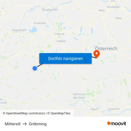 Mittersill to Gröbming map