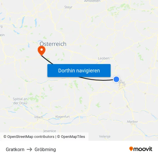 Gratkorn to Gröbming map