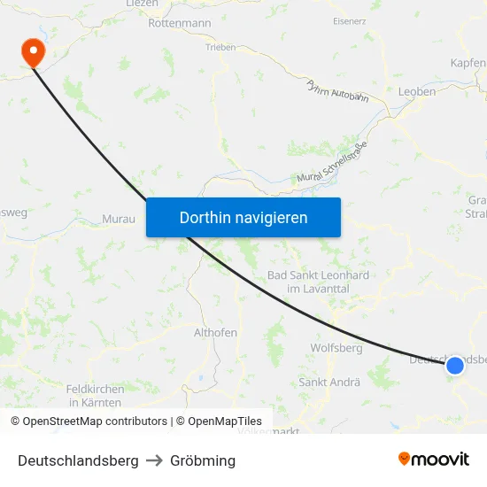 Deutschlandsberg to Gröbming map