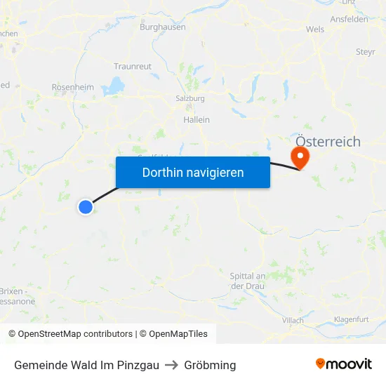 Gemeinde Wald Im Pinzgau to Gröbming map