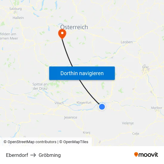 Eberndorf to Gröbming map