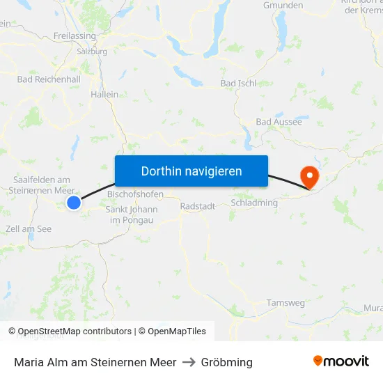 Maria Alm am Steinernen Meer to Gröbming map