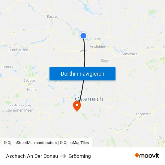 Aschach An Der Donau to Gröbming map