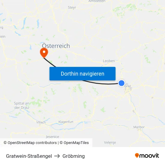 Gratwein-Straßengel to Gröbming map