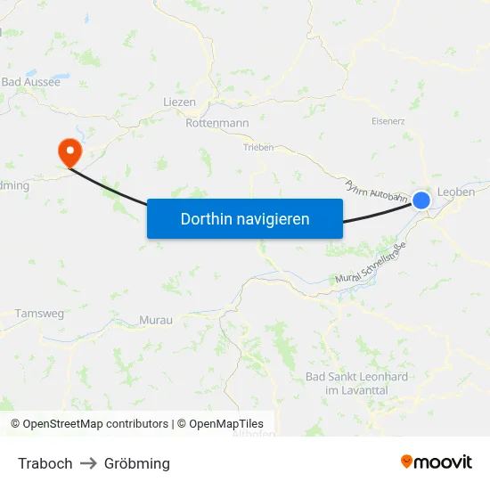 Traboch to Gröbming map
