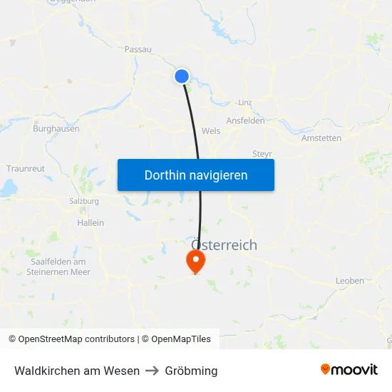 Waldkirchen am Wesen to Gröbming map