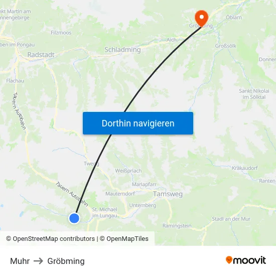 Muhr to Gröbming map