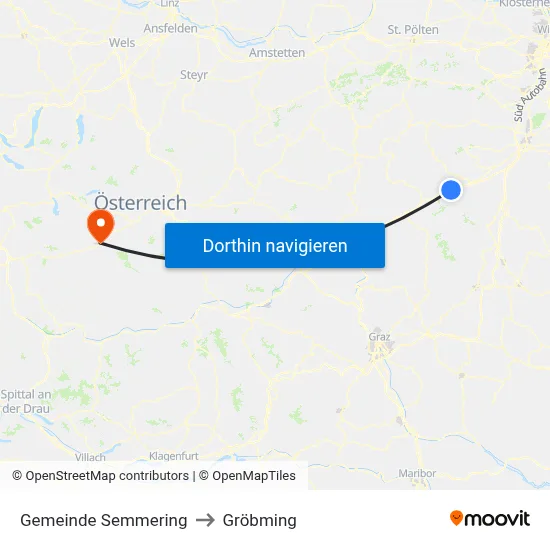 Gemeinde Semmering to Gröbming map