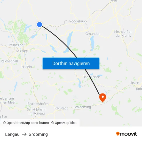 Lengau to Gröbming map