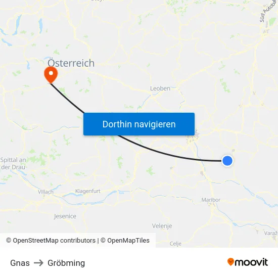 Gnas to Gröbming map