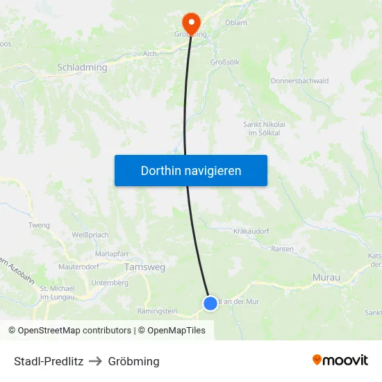 Stadl-Predlitz to Gröbming map