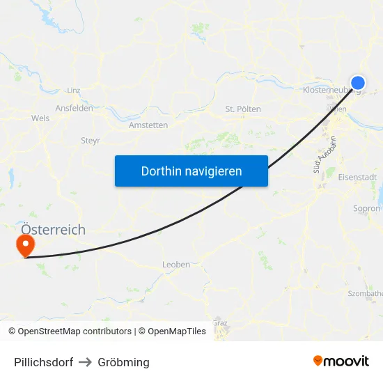 Pillichsdorf to Gröbming map