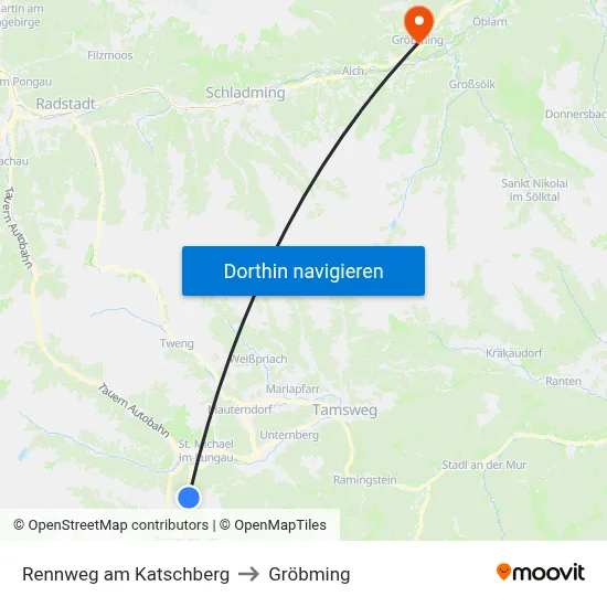 Rennweg am Katschberg to Gröbming map