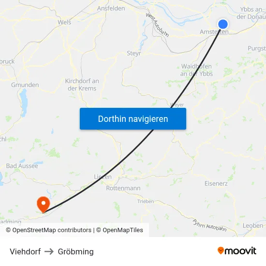 Viehdorf to Gröbming map