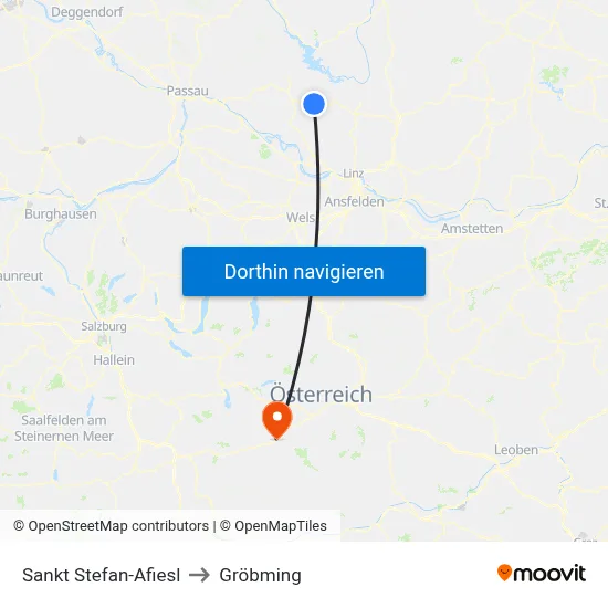 Sankt Stefan-Afiesl to Gröbming map