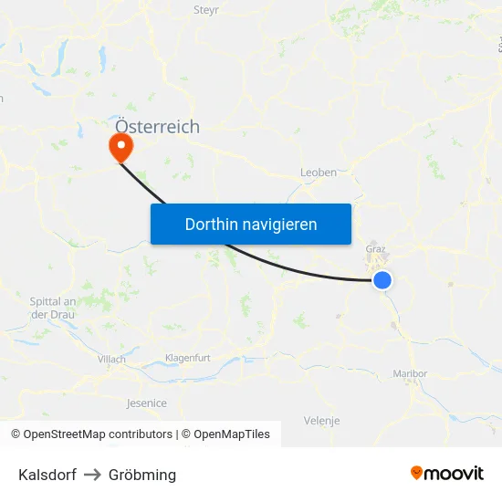 Kalsdorf to Gröbming map