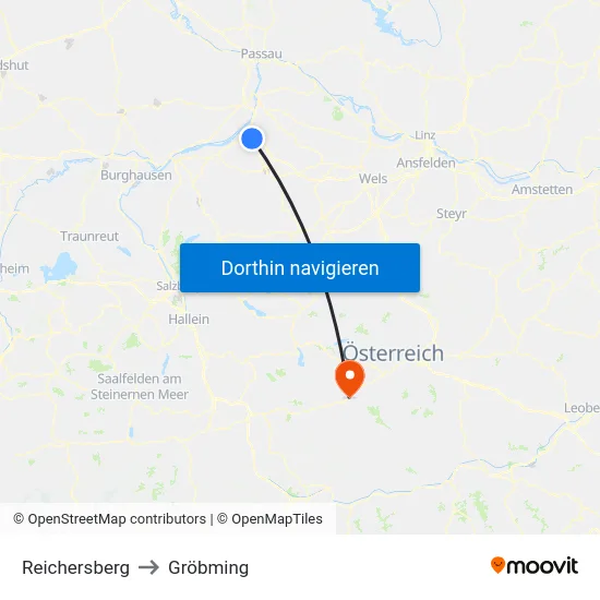 Reichersberg to Gröbming map