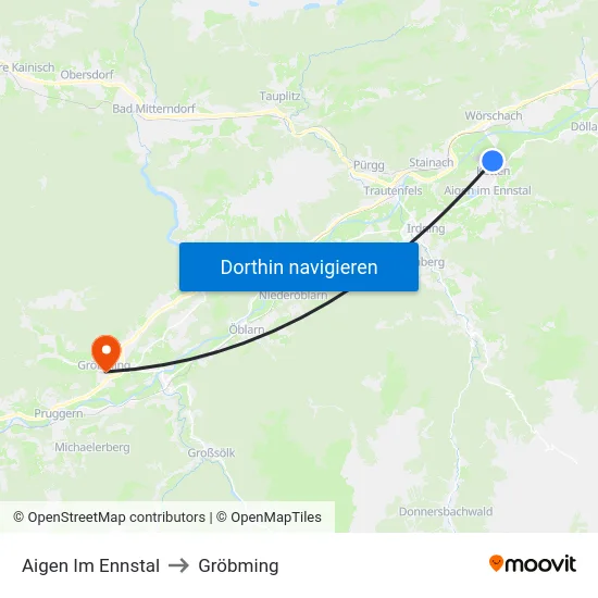 Aigen Im Ennstal to Gröbming map