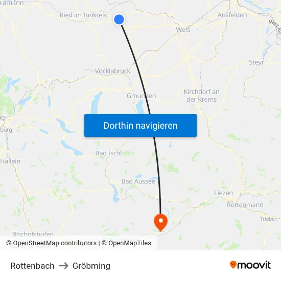 Rottenbach to Gröbming map