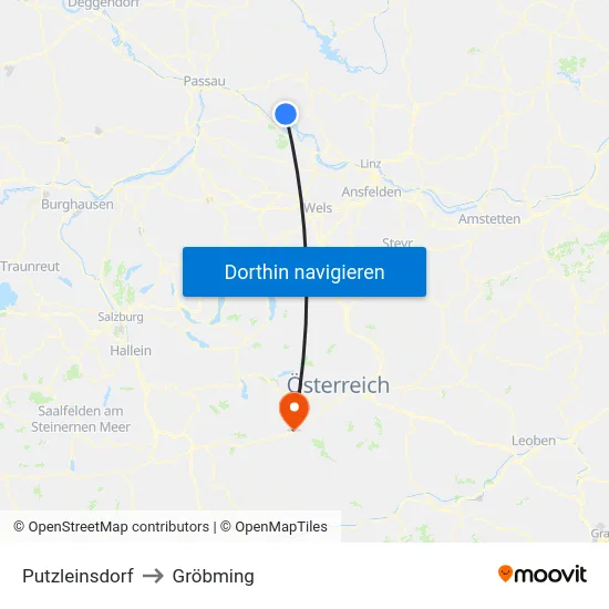 Putzleinsdorf to Gröbming map
