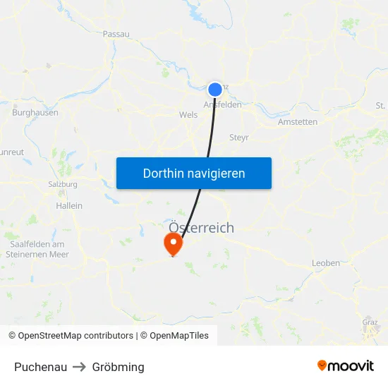 Puchenau to Gröbming map