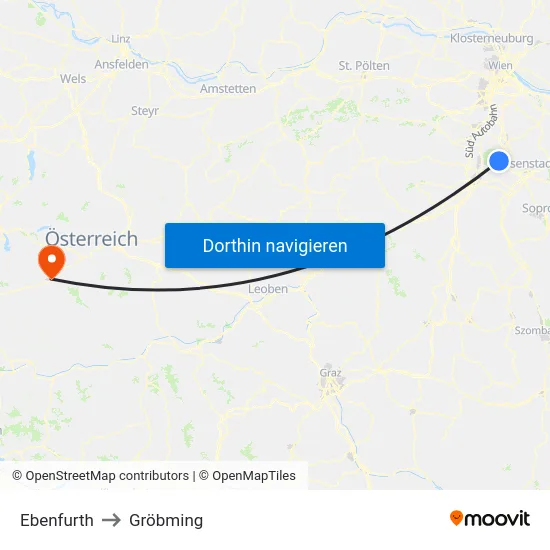 Ebenfurth to Gröbming map