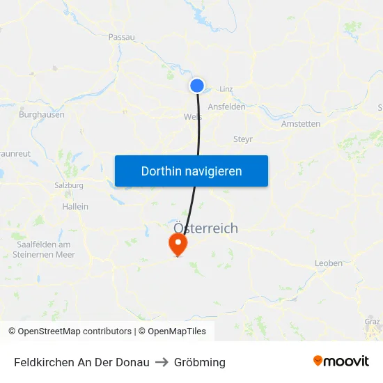 Feldkirchen An Der Donau to Gröbming map