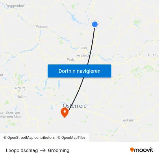 Leopoldschlag to Gröbming map